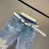 Jeans da donna Primavera Estate Donna Vita alta Strench Diamanti Pantaloni in denim Donna Vintage Streetwear Selvaggio alla caviglia Cowboy