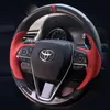 For Toyota Highlander Corolla Camry RAV4 Levin MarkX avalon DIY Carbon Fiber Leather Suede Leather Steering Wheel Cover256Y