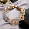 15mm Double Color Bracelet Pig Nose Silver 925 Baguette Cuban Link Hip Hop d Moissanite Link Chain Jewelry for Women Men Gifts