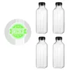 Butelki do przechowywania UKCOCO 4PCS Pet Plastikowe puste pojemniki z pokrywkami czapki napoje napoje sok z butelek do butelek