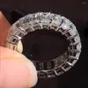 Anillos de racimo 10K Au417 Oro blanco 0.3 Cada anillo de mujer Moissanite Diamantes Rectángulo Boda Fiesta Compromiso Aniversario Moda