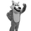 Gris loup mascotte costumes de mascotte Halloween dessin animé taille adulte longue peluche loup Aniaml déguisement déguisement usine directe 297F