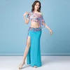 Vêtements de scène vêtements de danse du ventre imprimés jupe longue costume Sexy Performance femmes