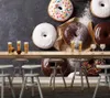 Papéis de parede de comida personalizada Po Donuts pastelaria de chocolate murais de açúcar em pó para restaurante bar cozinha decoração de fundo papel de parede