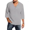 Polo da uomo 2023 Summer Cotton T-shirt manica corta casual tinta unita personalità traspirante top con scollo a V