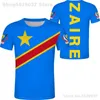 ZAIRE t-shirt diy gratis custom made naam nummer zar t-shirt natie vlag za congo land franse republiek tekst print po kleding 230728