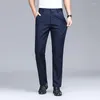 Men's Pants Trousers 2023 Spring Autumn Solid Old Money Clothing Korean Loose Tight Waist Straight High Grade Casual