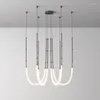 Chandeliers Retro Black LED Stainless Steel Designer Hanging Lamps Lustre Chandelier Lighting Suspension Luminaire Lampen For Dinning Room