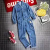 Heren Jeans Denim Jumpsuits Overalls Voor Mannen Broek Lange Mouw Mode Hip Hop Multi Pocket Vintage Zwart Blauw Streetwear Romper