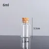 6ML 22X35X12 5MM Petits mini bouteilles en verre transparent Bocaux avec bouchons en liège Message Mariages Souhait Bijoux Party Favors295t