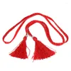 Bälten Gaoke Women Girls Folk-Custom Tassel flätat bälte Dekorerad midjekedja för damklänning korsett tunn rem