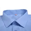 メンズドレスシャツソリッドプレーンビジネスメンソーシャルシャツスクエアレングスリーブチェストポケット230728