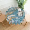 Table Cloth Gold Blue Marble Texture Decorative Tablecloth Thick Round Party Dining Cover Tea