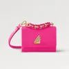 Explosion Hot Womens Bags Fashion M21719 Handväska Twist PM Feminin Colorway Bold Gold Chain Rose Miami Pink Epi Manligt läder flätat Styliskt slät kohudlås