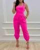 Women's Jumpsuits Rompers Women's jumpsuit Summer Sexy Backless Bandage Hollow Printed Loose Jumpsuit Wide Leg Pants Women's Elegant jumpsuit 230728