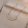 Chaînes géométrique blanc couleur Zircon pendentif collier clavicule chaîne pour femmes bijoux de mariage cadeaux Collares