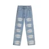 Męskie dżinsy Y2K Zerwane swobodne dżinsy Umyjane spodnie do drukowania dla mężczyzn i kobiet retro spodnie High Street Dżinsed Denim Raose Hip Hop Jea 230729