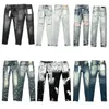 Designer Hommes Violet Jeans Hip-Hop Mode Fermeture Éclair Trou Lavage Jean Pantalon Rétro Déchiré Pli Couture Hommes Moto Équitation Cool Slim Pantalon Bleu Ciel pour Femmes 7aw6