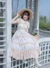 Vrijetijdsjurken Shirt met korte mouwen Lolita-stijl Vintage jurk Borduurwerk Afdrukken JSK Zomermode Lang voor dames