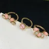 Fashion Designer Ladies Ring Luxury Inlaid Pink Pearl Crystal Rings Classic Letter Flower Three Piece Set Gold Plated Jewelry With Box