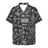 Men's Casual Shirts Scientific Formula Blackboard Pattern Prints Brainiac Summer Fashion 3d Oversized Beach Hawaiian Clothing Camiseta