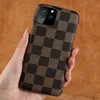 Apple iPhone 15 Plus 14 13 12 Pro Max Samsung S24 S23 S23のデザイナークラシック携帯電話ケース注20 Ultra Luxury PU Leather Mobile Back Cover Funda Brown Checkerboard