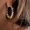 Brincos de argola ALLME Boho colorido fio de pedra natural para mulheres Aço inoxidável banhado a ouro 18K Brinco círculo redondo grande