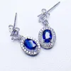 Boucles d'oreilles en peluche Natural Real Blue Sapphire Drop Broupe d'oreille 925 Silver Sterling 0.6CT 2PCS GEM STAILLE STYLE T23319