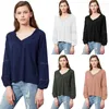 Koszule damskie 2023 Koronkowa koszula w dekolcie V Długie rękaw Casual Spring i Autumn Hollow Out Pullover White Black Tybetan Green Bluzka Kobiety