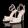 Zapatos de vestir Maogu Sandalias de mujer Moda Zapatos de boda de alta calidad Mujeres Perlas Espárragos Lujo Peep Toe Tacones altos Hebilla Mujer Sandalia 43 230729