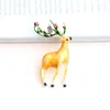 Brooches Pomlee 2023 Yellow Grey Enamel Deer Women Alloy Bead Elk Animal Brooch Pins Gifts