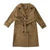 Tench Coats Trench Coat for Girls Autumn 2023 Barn Windbreaker långärmad brittisk stil dubbelbröst jackor tonåriga barn ytterkläder 230728