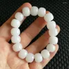 Bracelet de jade blanc à brin de brin Bracelet Bracelettes hommes femmes guérison des pierres précieuses bien bijoux véritables Jades Hétiens néphrite abacus perles bracelets