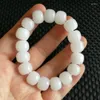 Strang Natürliche Weiße Jade Armband Armreifen Männer Frauen Heilstein Feiner Schmuck Echte Hetian Jade Nephrit Abacus Perlen Armbänder