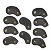 Other Golf Products Golf Iron Cover Black Crystal PU Leather Waterproof 10 Pcs Set Druable Fit Club Headcovers 230728