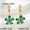 Boucles d'oreilles cerceaux Charme Fleur de plante pour les femmes Couleur or Pier Coup Green Stone Wedding Long Ear Embouche CZ Party de fiançailles Bijoux