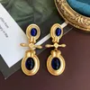 Schienali Orecchini Retro Industria Pesante Francese Mare Profondo Attraverso Il Blu Per Mostrare Temperamento Ear Studs