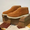 LP Pianas Açık Yürüyüş Süet Sneaker Ayakkabı Kadın Deri Çift Günlük Ayakkabı Erkekler Slip-On Yüksek Üst Yürüyen Daireler Ayak bileği Boot Lüks Tasarımcı Çöl Botları Fabrika Ayakkabı