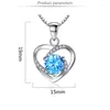 Pendant Necklaces Fashion Wedding For Brides Jewelry Gifts Blue Heart Cubic Zirconia Pendants Necklace Women