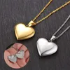 Pendant Necklaces 2PCS Mirror Polish Heart Shaped Jewelry Gift For Women DIY Necklace Po Picture Locket Frames