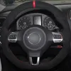 غطاء عجلة قيادة من جلد الغزال الأسود لفولكس واجن جولف 6 GTI MK6 VW Polo GTI Scirocco R Passat CC R-Line 20103439