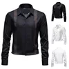 Mäns casual skjortor 2023 Spring Autumn Men Loose Type Long Sleeve Foder False Unlined Upper Plagment Strap Stripe Button Up Shirt
