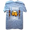 メンズTシャツは私がグリルを飲み、物事を知っていることを知っていますバーベキュービールTシャツデザインTシャツトップコットンメンサマー