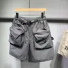 Herr shorts y2k sommar män koreanska svart streetwear hög midja överdimensionerad last multi ficka korta byxor fitness träning spår kläder