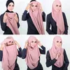 Ethnische Kleidung Muslim HijabsTurbanet Kopftuch Mode Plain Bubble Chiffon Schal Damen Hijab Wrap Einfarbige Tücher Kopf260S