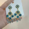Ohrhänger, 1 Paar, Kunstkristall-Quasten, blau, Vintage, langer Tropfen für Hochzeit