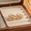 Hoopörhängen Minar Luxury 18k Real Gold Plated Brass Shiny Opal CZ Cubic Zirconia C Shape for Women Statement Daily SMEEXKE