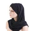 Sciarpe Hijab istantaneo Scialle cucito Cofano interno Convinient Headwrap Fronte Sciarpa musulmana incrociata Turbante pronto da indossare