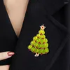 Brooches Green Opal Tree Brooch For Women Christmas Pin Clothes Accessories Charm Luxury Jewelry Gifts