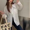 Chemisiers pour femmes Élégant Simple Fermeture Éclair Chemises Femmes Classique De Base Veste Lâche Rétro À Manches Longues Printemps Été Tops Tempérament Féminin